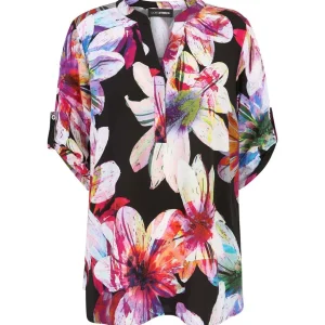 Blouse Dorisstreich zwart rose multicolor 228349