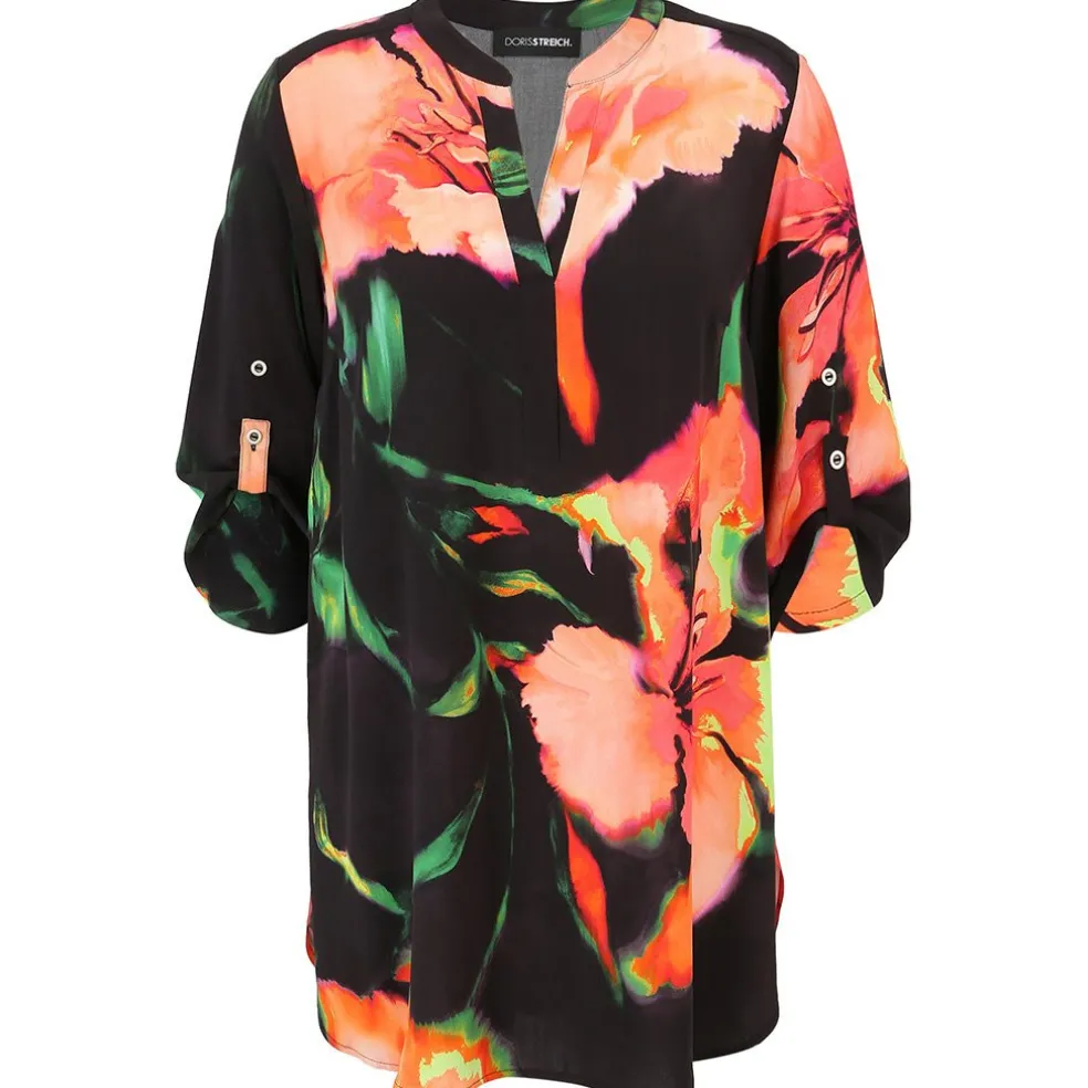 blouse_dorisstreich_zwart_0.webp Blouse Dorisstreich zwart rose multicolor 295242
