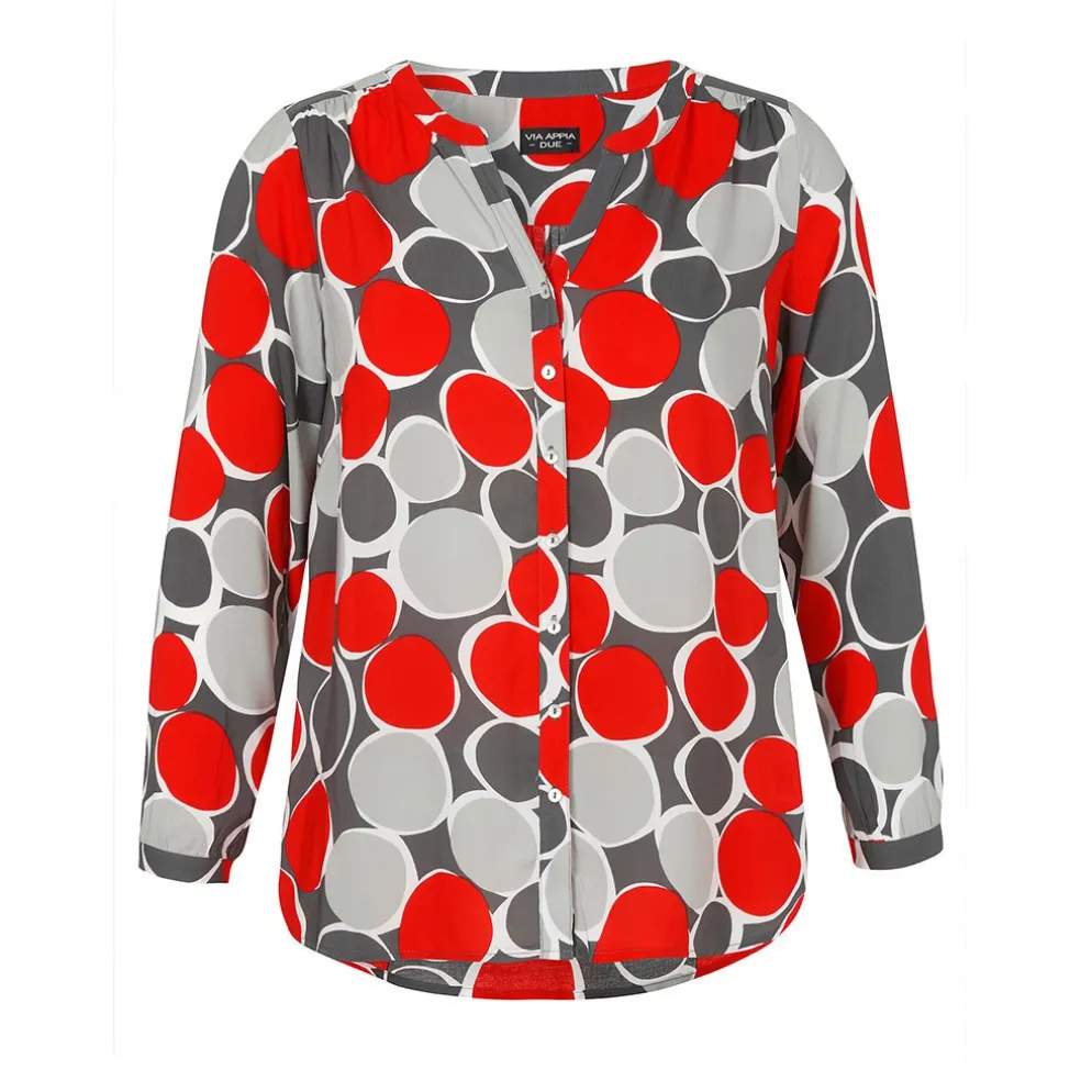 blouse_via_appia_due_grij_0.webp Blouse Via Appia Due grijs rood 2521970 133