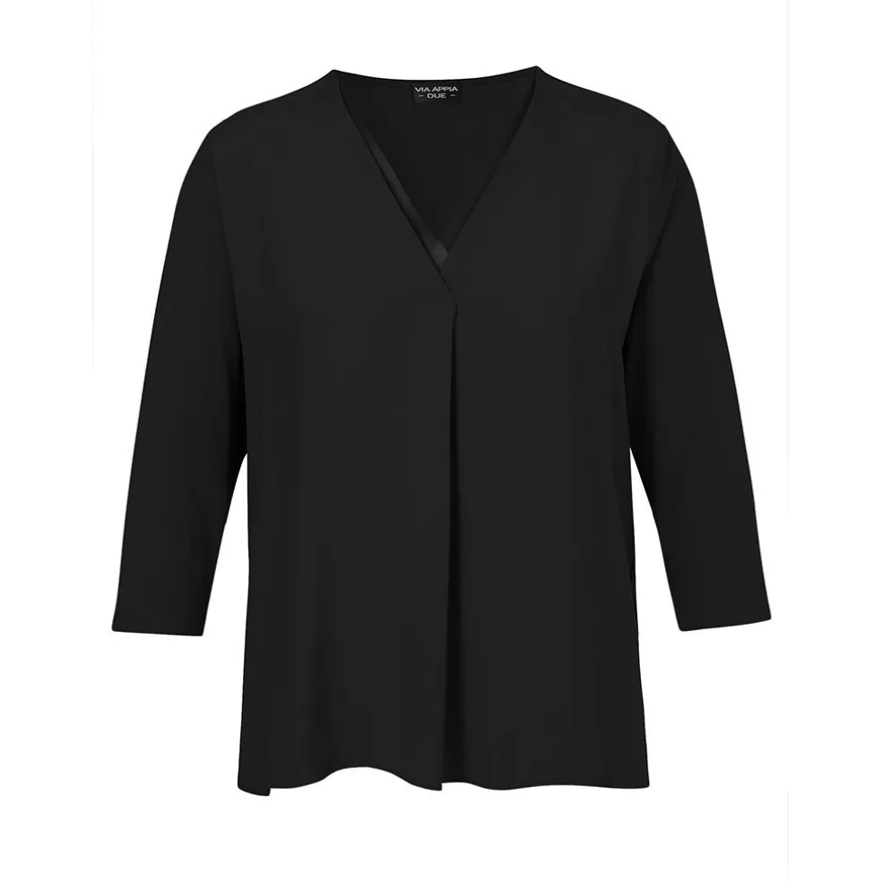 blouse_via_appia_due_zwar_0.webp Blouse Via Appia Due zwart V-hals 3/4 mouw 2424730