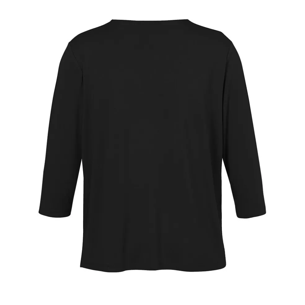 blouse_via_appia_due_zwar_1.webp Blouse Via Appia Due zwart V-hals 3/4 mouw 2424730