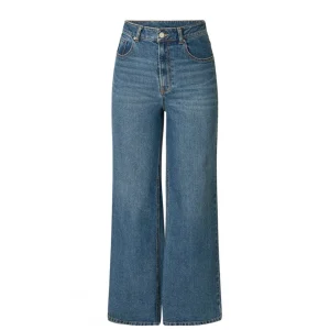 Broek Base Level brede pijp mid blauw Amy 6000108