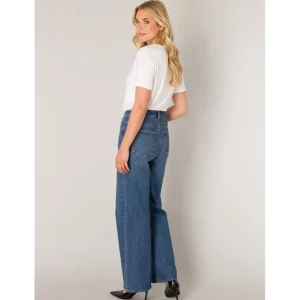 Broek Base Level brede pijp mid blauw Amy 6000108
