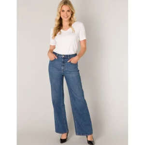 Broek Base Level brede pijp mid blauw Amy 6000108