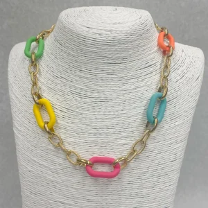 Halsketting kort goud multicolor 200373