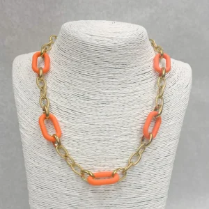 Halsketting kort goud oranje 200373