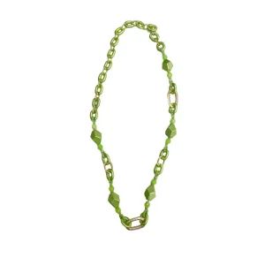Halsketting lang groen goud