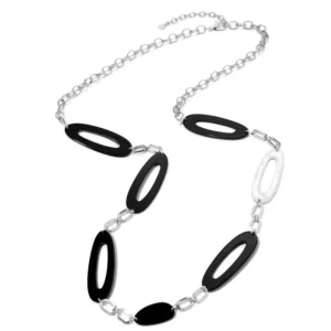 Halsketting zwart zilver 101178902