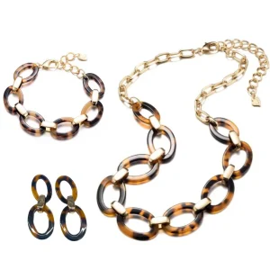 Set oorbellen+armband+halsketting tijgerprint