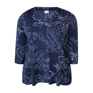 Shirt 3/4 mouw Zhenzi D.blauw print 200629