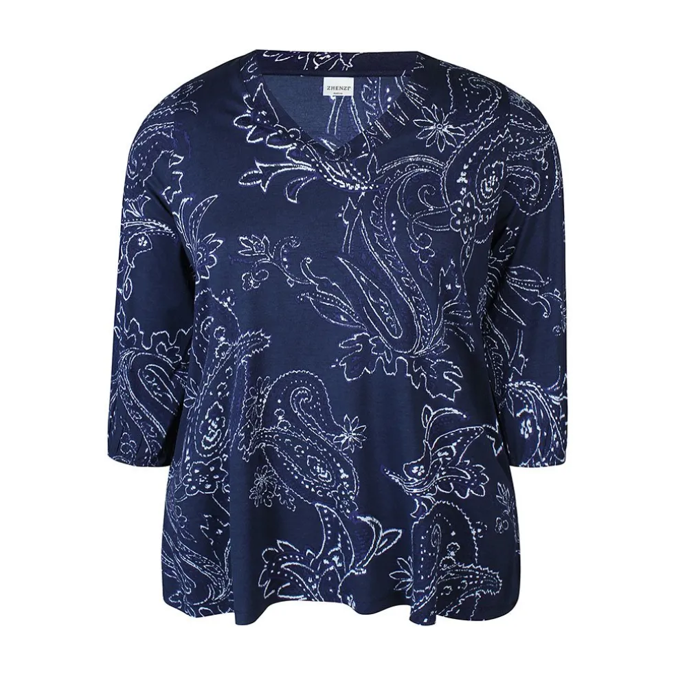 shirt__mouw_zhenzi_dblauw_0.webp Shirt 3/4 mouw Zhenzi D.blauw print 200629