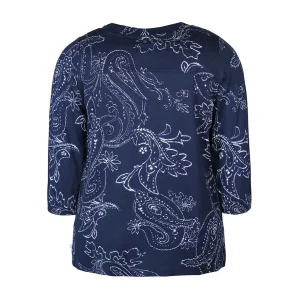 Shirt 3/4 mouw Zhenzi D.blauw print 200629