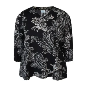 Shirt 3/4 mouw Zhenzi zwart print 200629