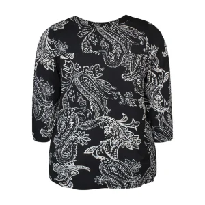 Shirt 3/4 mouw Zhenzi zwart print 200629