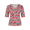 Shirt Barbara Lebek rood blauw print 81030052