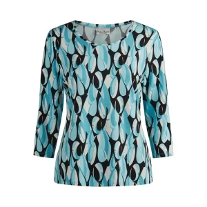 Shirt Barbara Lebek turquoise zwart 80500052