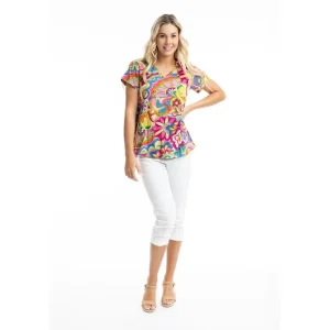 Shirt Orientique rose blauw multicolor 22976