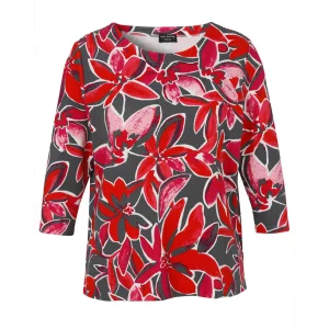 Sweater Via Appia Due 3/4 mouw grijs rood 2521430 133