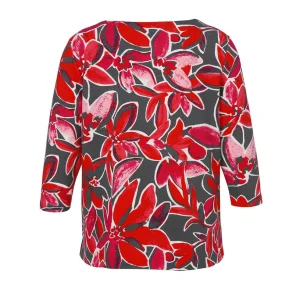 Sweater Via Appia Due 3/4 mouw grijs rood 2521430 133
